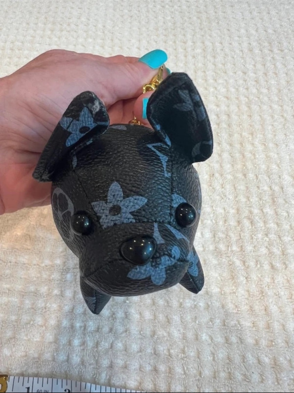 Black Floral Dog Keychain Accessory